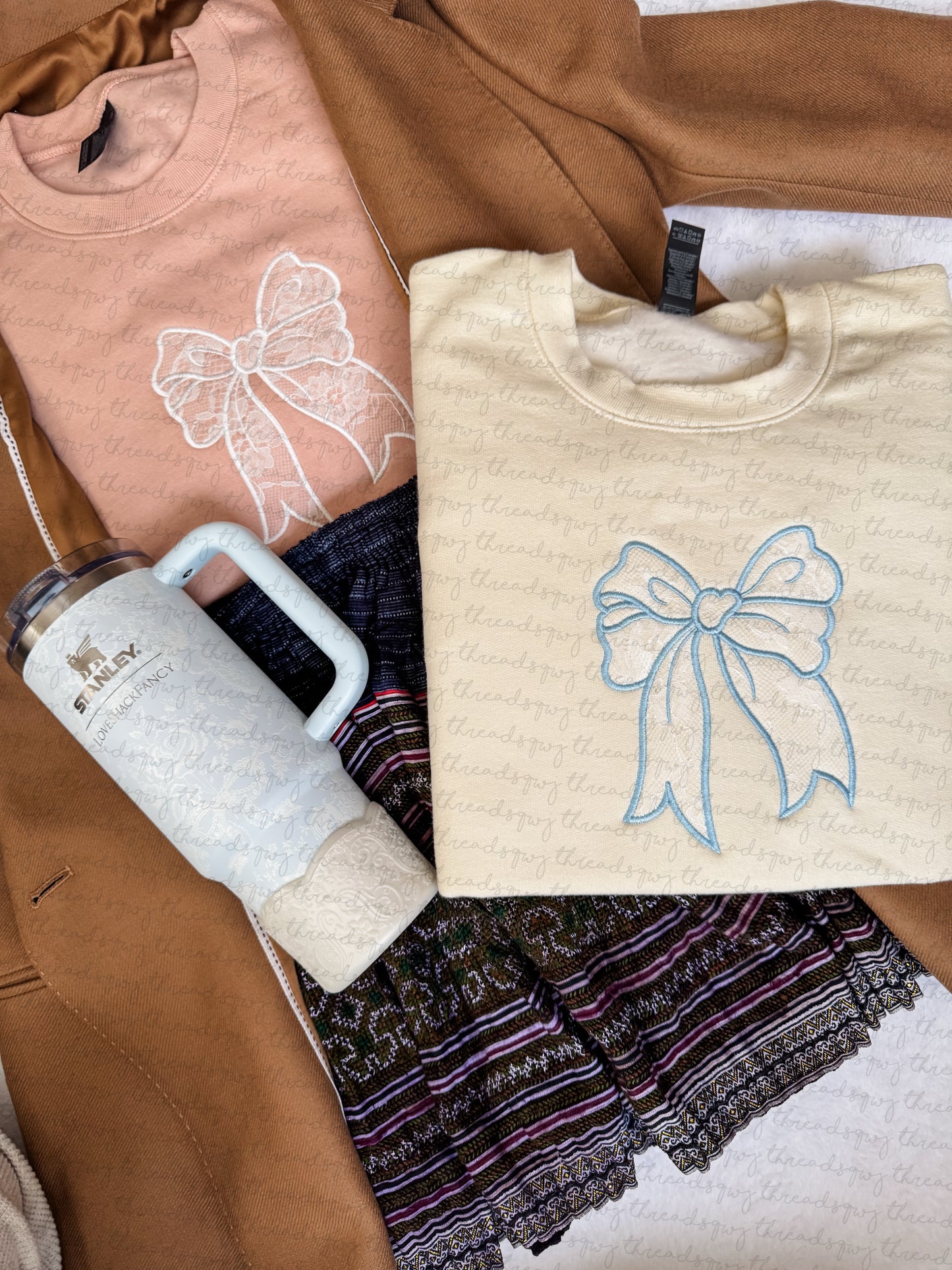 Lace Bow Applique Embroidery Sweater CUSTOMIZATION (PRE-ORDER)