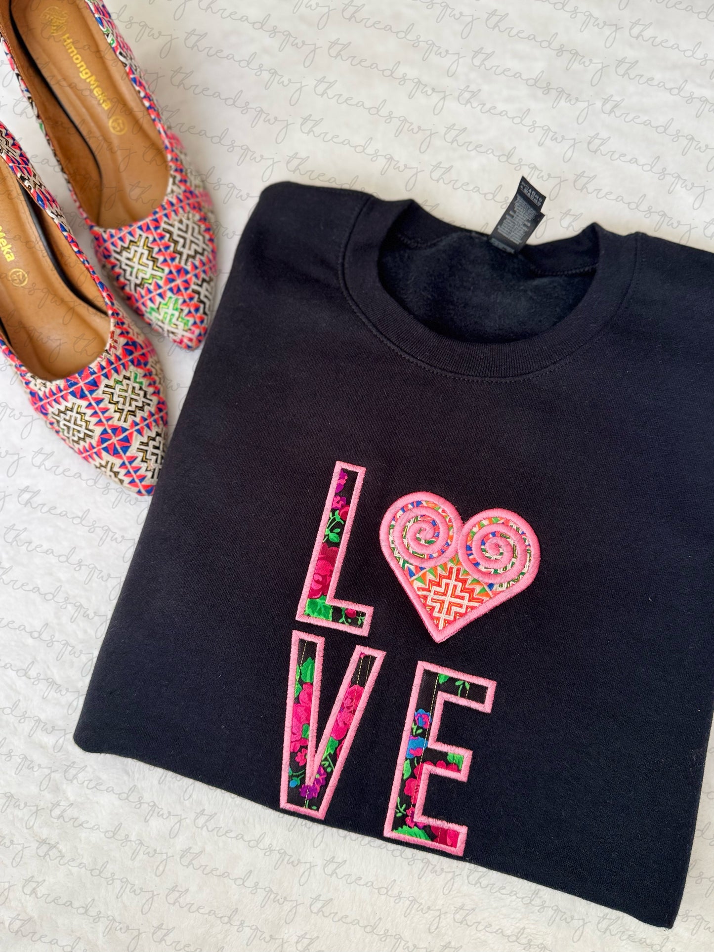 LOVE Paj Ntaub Mos Heart Limited CUSTOMIZATION Crewneck (PRE-ORDER)