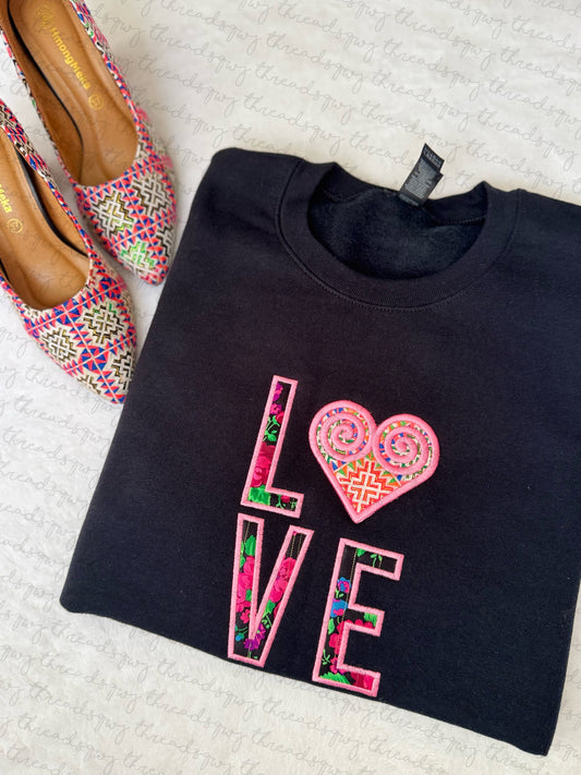 LOVE Paj Ntaub Mos Heart Limited CUSTOMIZATION Crewneck (PRE-ORDER)