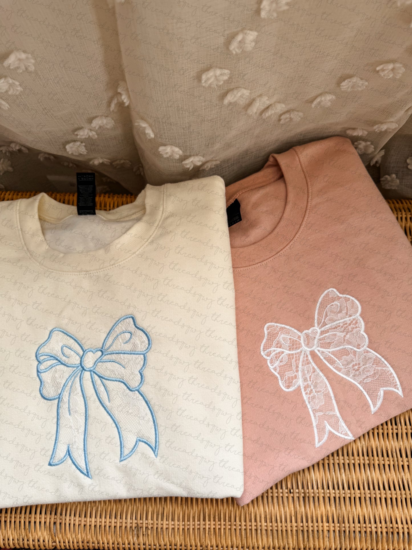 Lace Bow Applique Embroidery Sweater CUSTOMIZATION (PRE-ORDER)