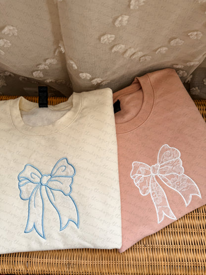 Lace Bow Applique Embroidery Sweater CUSTOMIZATION (PRE-ORDER)