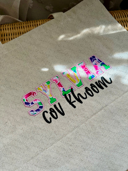 Name "Cov Khoom" Natural Tote CUSTOMIZATION (PRE-ORDER)