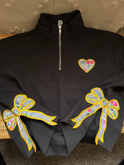Cropped Side Bow Heart Lis Loos Applique CUSTOMIZATION Sweater (PRE-ORDER)