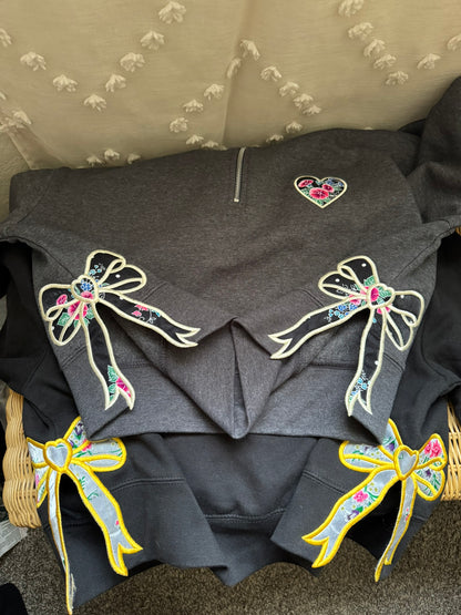 Cropped Side Bow Heart Lis Loos Applique CUSTOMIZATION Sweater (PRE-ORDER)