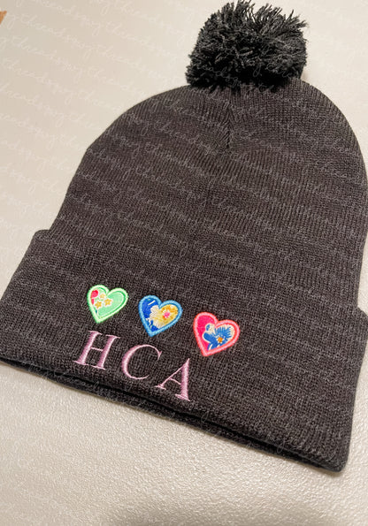 Hearts Embroidered Beanie (PRE-ORDER)